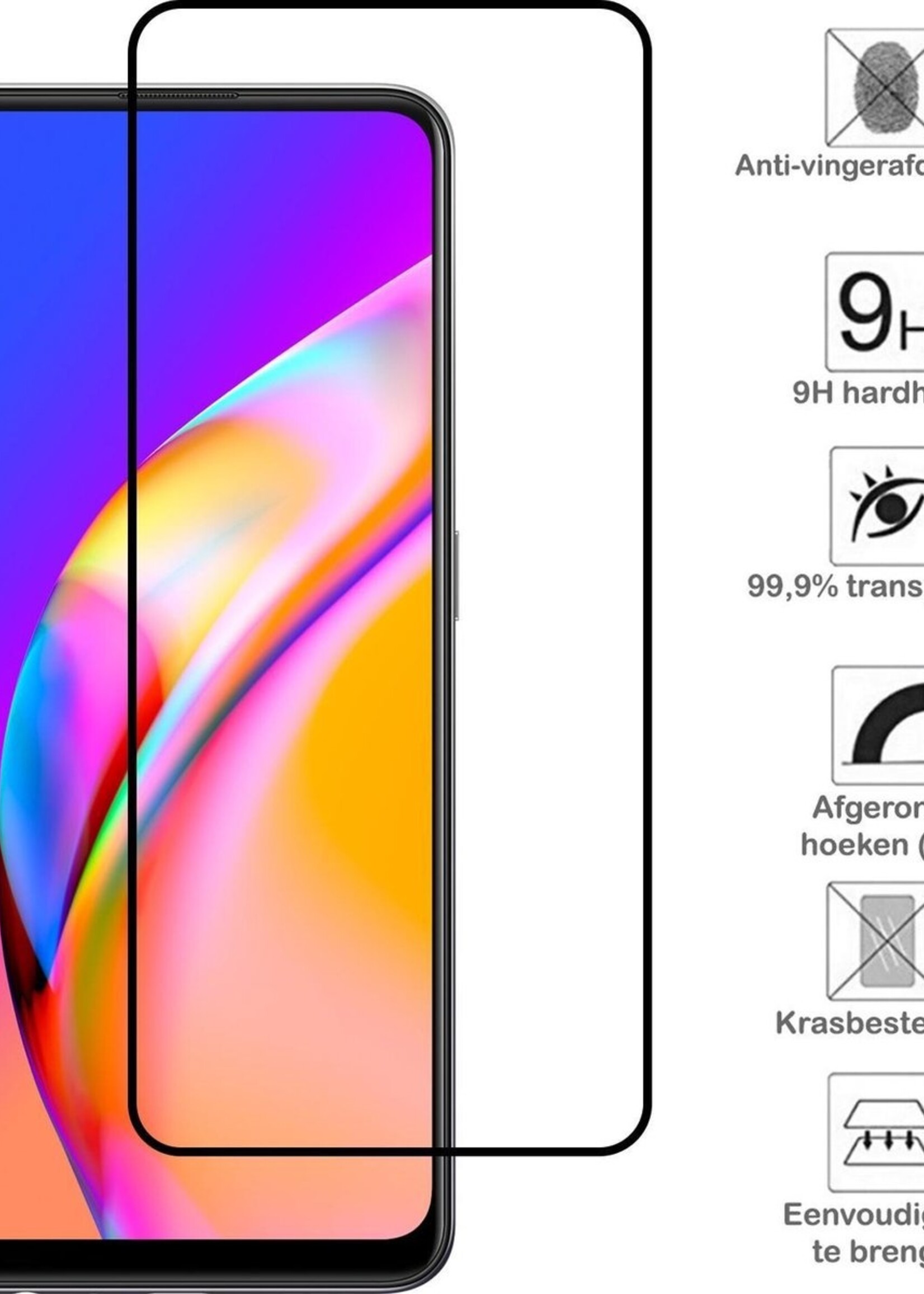 BTH Screenprotector Geschikt voor OPPO A94 Screenprotector Glas Gehard Tempered Glass Full Cover - Screenprotector Geschikt voor OPPO A94 Screen Protector Screen Cover - 2 PACK