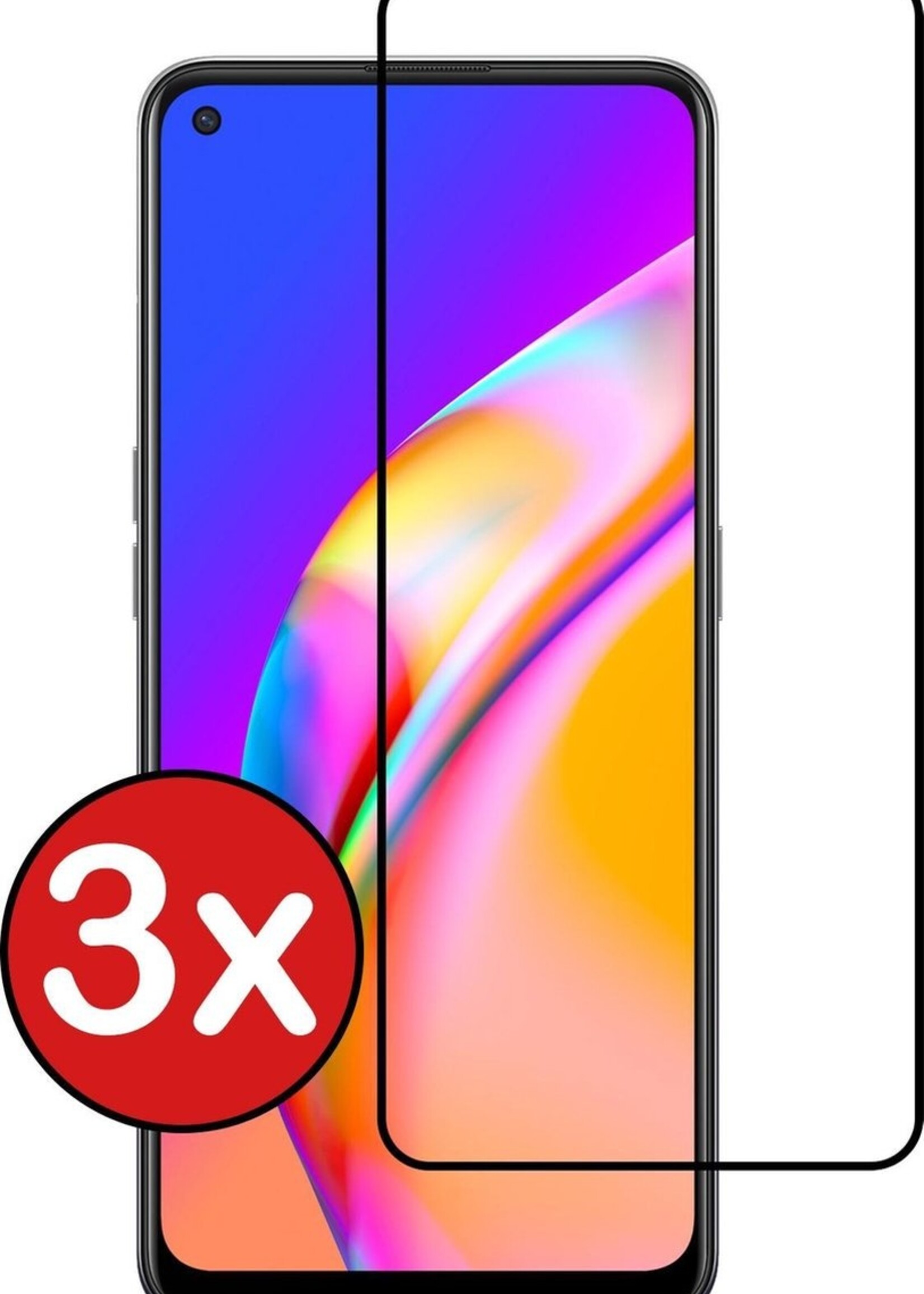 BTH Screenprotector Geschikt voor OPPO A94 Screenprotector Glas Gehard Tempered Glass Full Cover - Screenprotector Geschikt voor OPPO A94 Screen Protector Screen Cover - 3 PACK