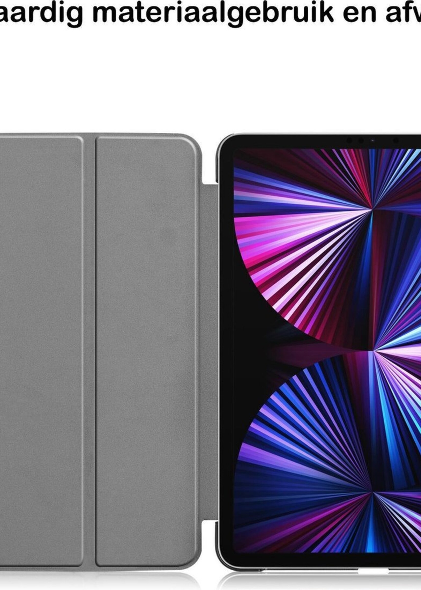 BTH Hoes Geschikt voor iPad Pro 2021 (11 inch) Hoes Book Case Hoesje Trifold Cover - Hoesje Geschikt voor iPad Pro 11 inch (2021) Hoesje Bookcase - Goud
