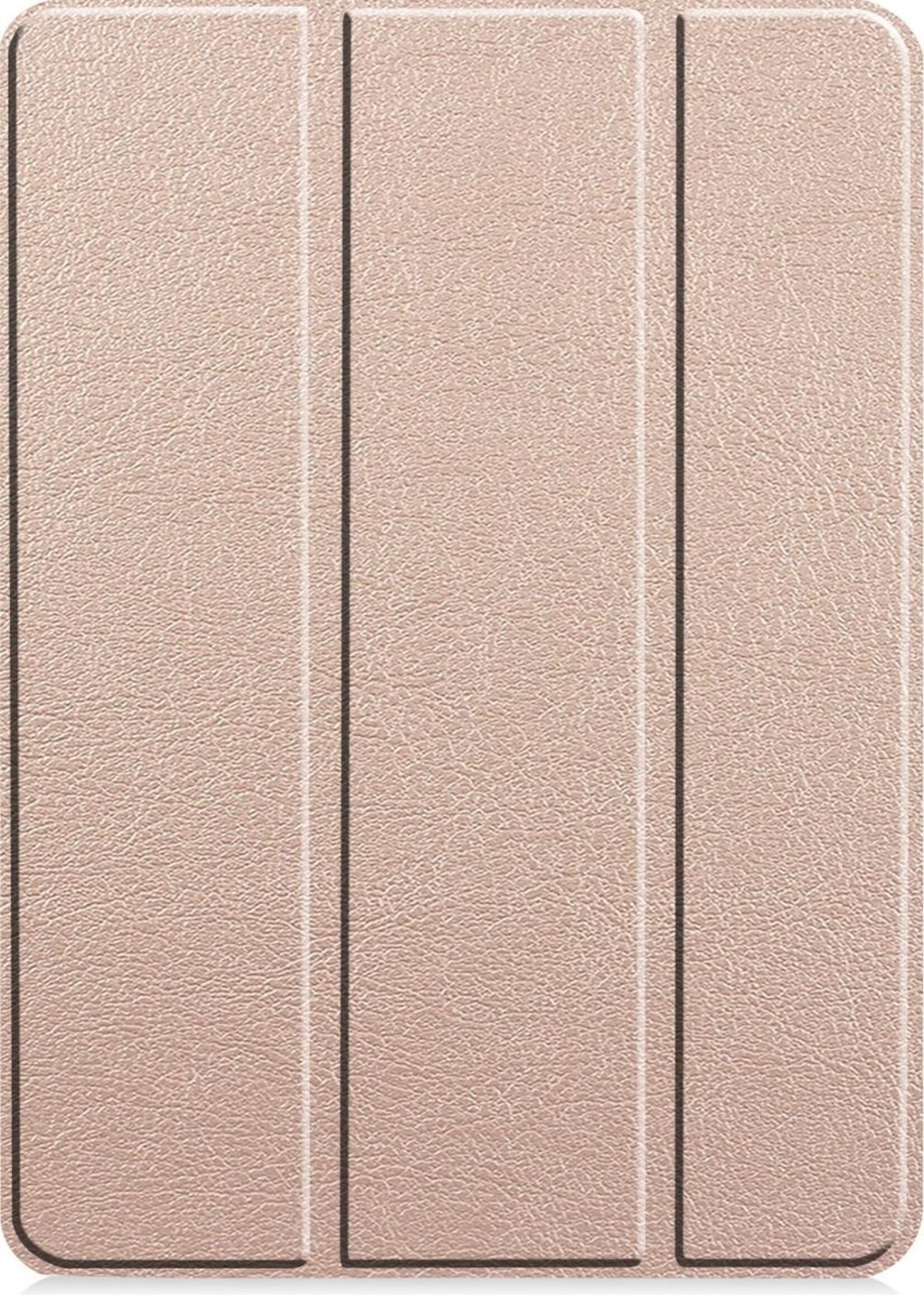 BTH Hoes Geschikt voor iPad Pro 2021 (11 inch) Hoes Book Case Hoesje Trifold Cover - Hoesje Geschikt voor iPad Pro 11 inch (2021) Hoesje Bookcase - Goud