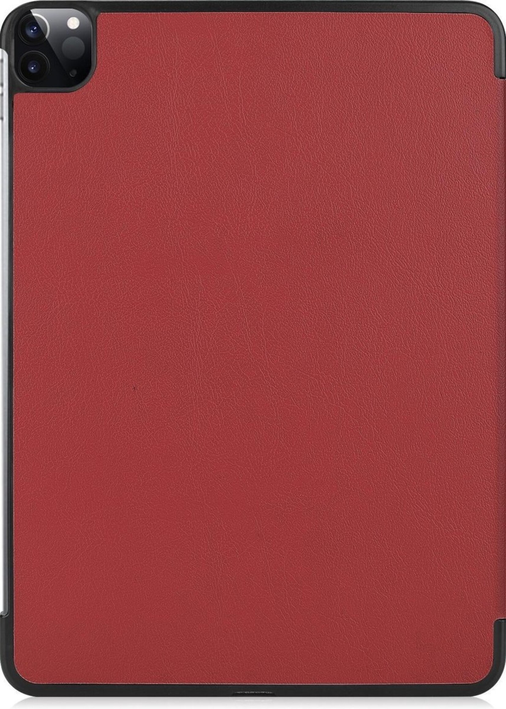 BTH Hoes Geschikt voor iPad Pro 2021 (11 inch) Hoes Book Case Hoesje Trifold Cover - Hoesje Geschikt voor iPad Pro 11 inch (2021) Hoesje Bookcase - Rood