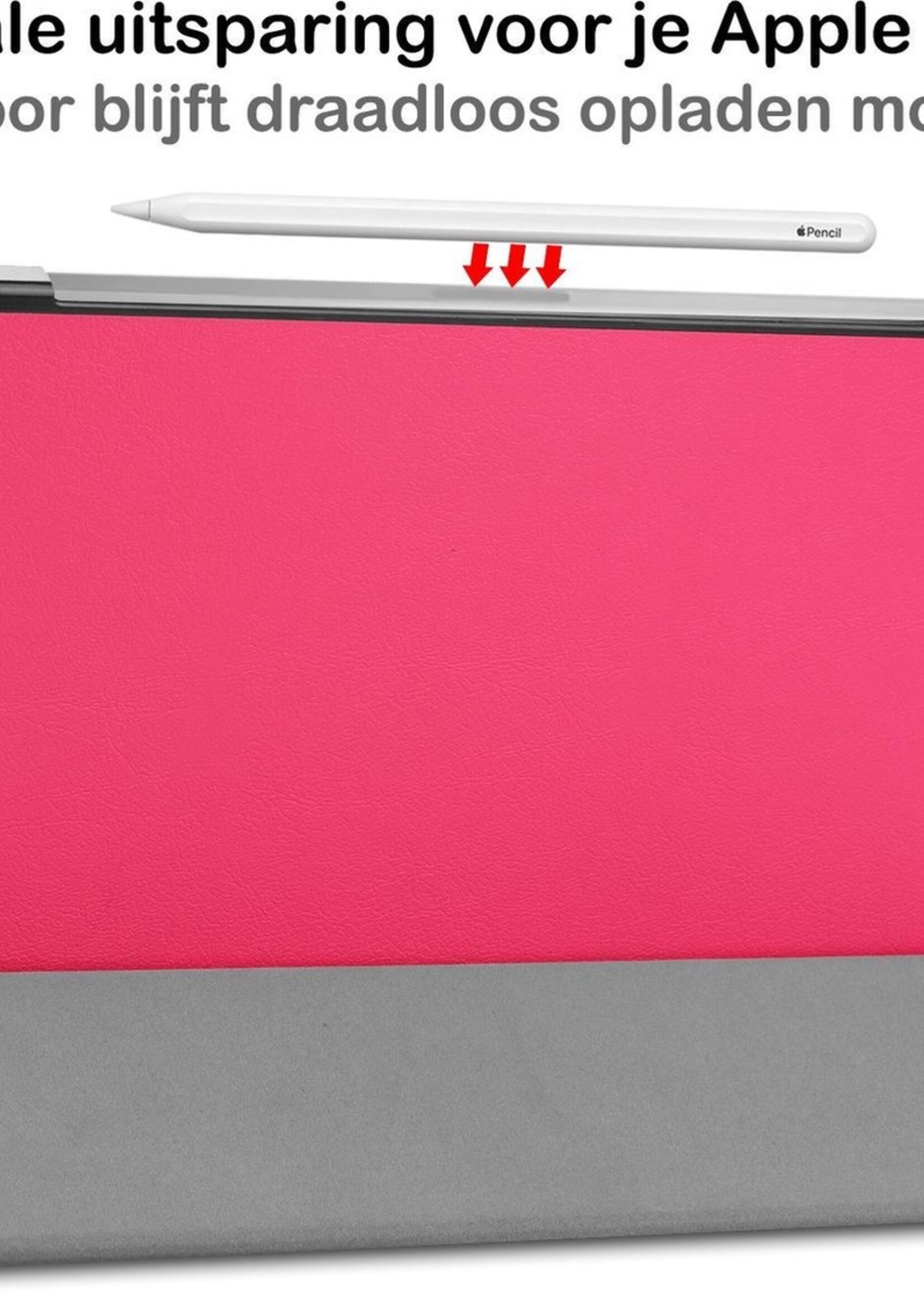 BTH Hoes Geschikt voor iPad Pro 2021 (11 inch) Hoes Book Case Hoesje Trifold Cover - Hoesje Geschikt voor iPad Pro 11 inch (2021) Hoesje Bookcase - Roze