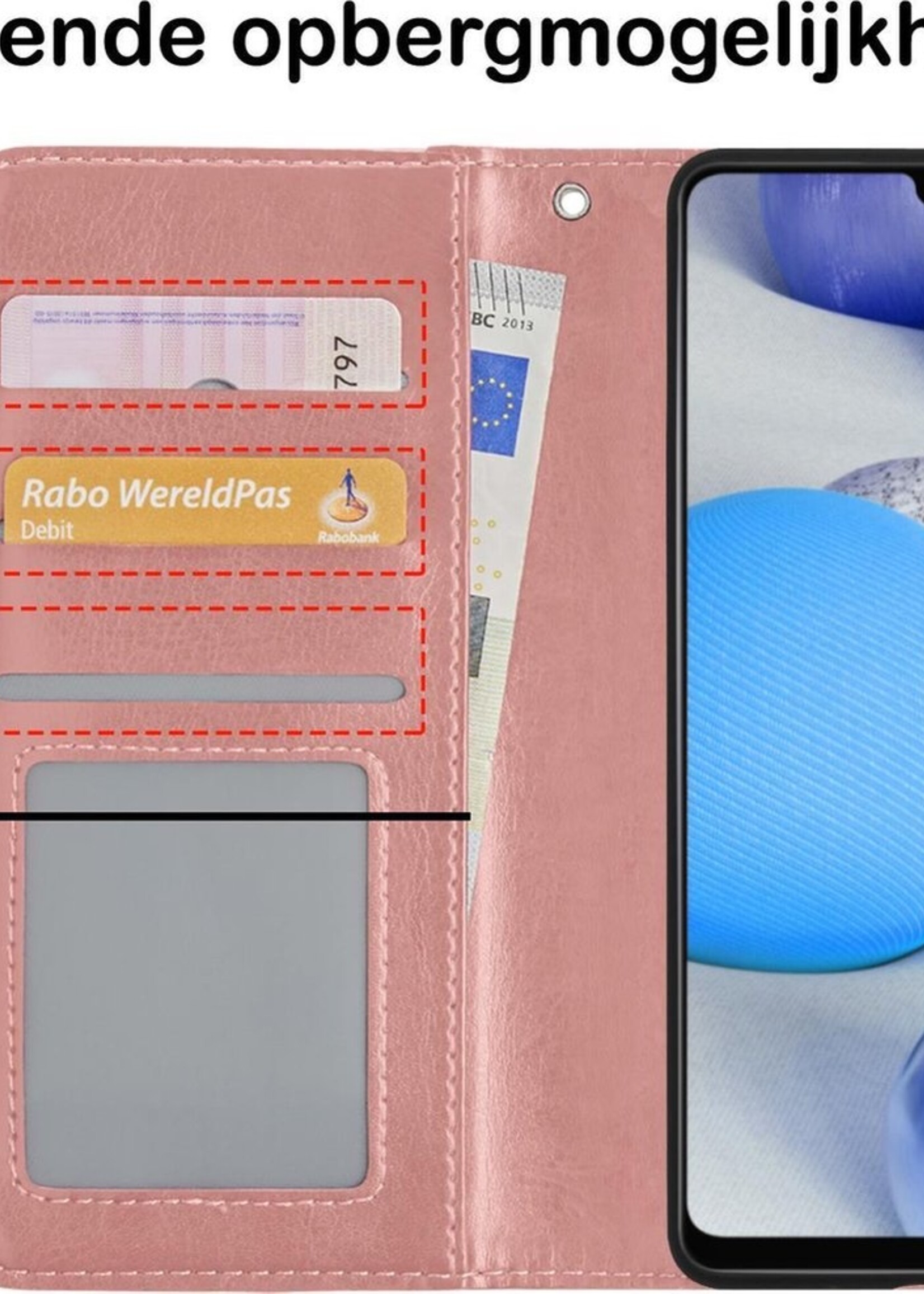 BTH Hoesje Geschikt voor Samsung A42 Hoesje Book Case Hoes Portemonnee Cover Walletcase - Hoes Geschikt voor Samsung Galaxy A42 Hoes Bookcase Hoesje - Rosé goud