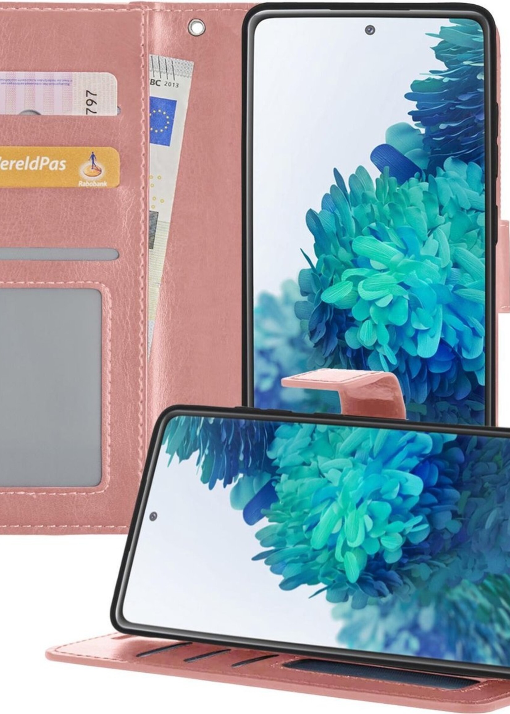 BTH Hoesje Geschikt voor Samsung S20 FE Hoesje Book Case Hoes Portemonnee Cover Walletcase - Hoes Geschikt voor Samsung Galaxy S20 FE Hoes Bookcase Hoesje - Rosé goud