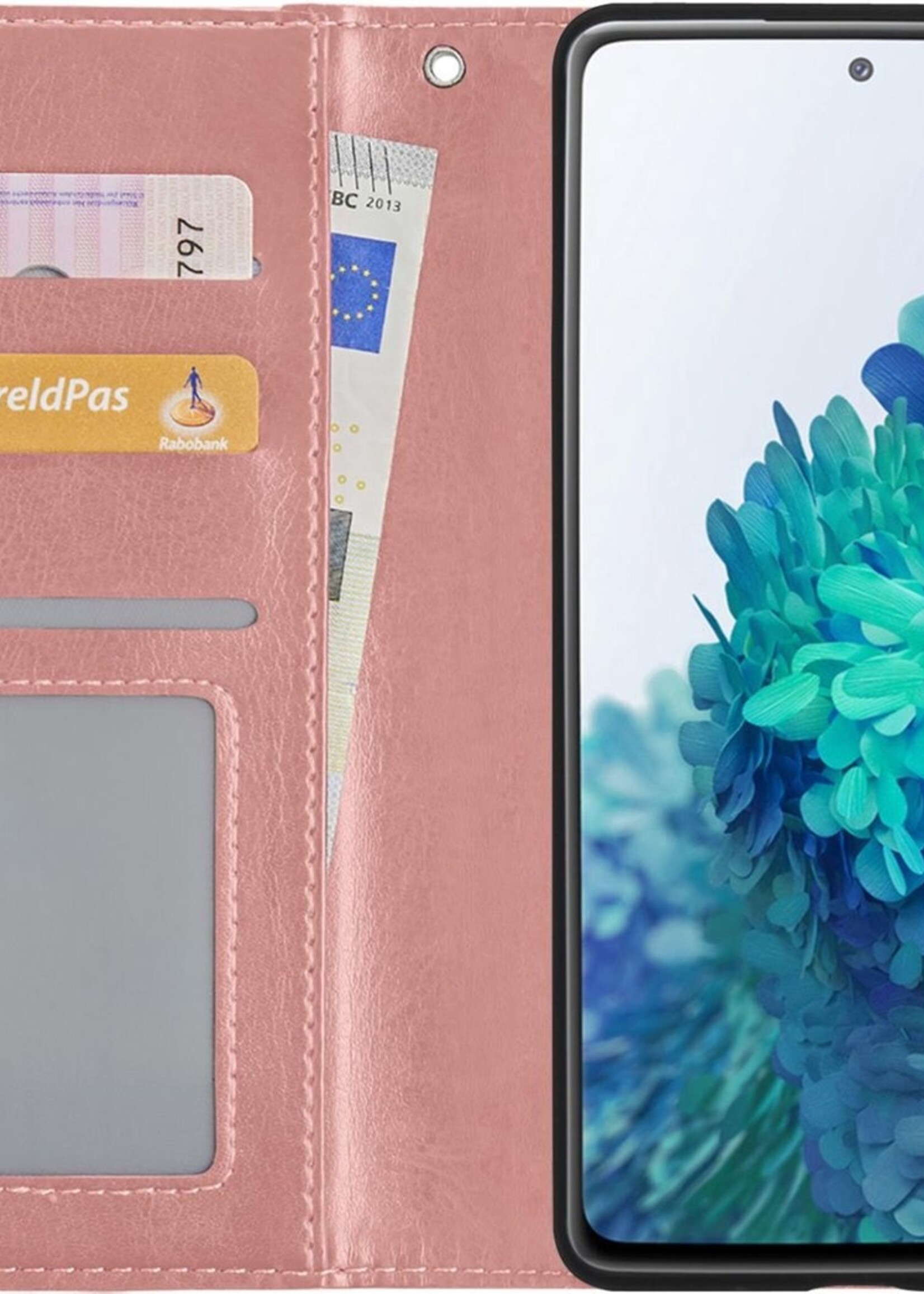 BTH Hoesje Geschikt voor Samsung S20 FE Hoesje Book Case Hoes Portemonnee Cover Walletcase - Hoes Geschikt voor Samsung Galaxy S20 FE Hoes Bookcase Hoesje - Rosé goud