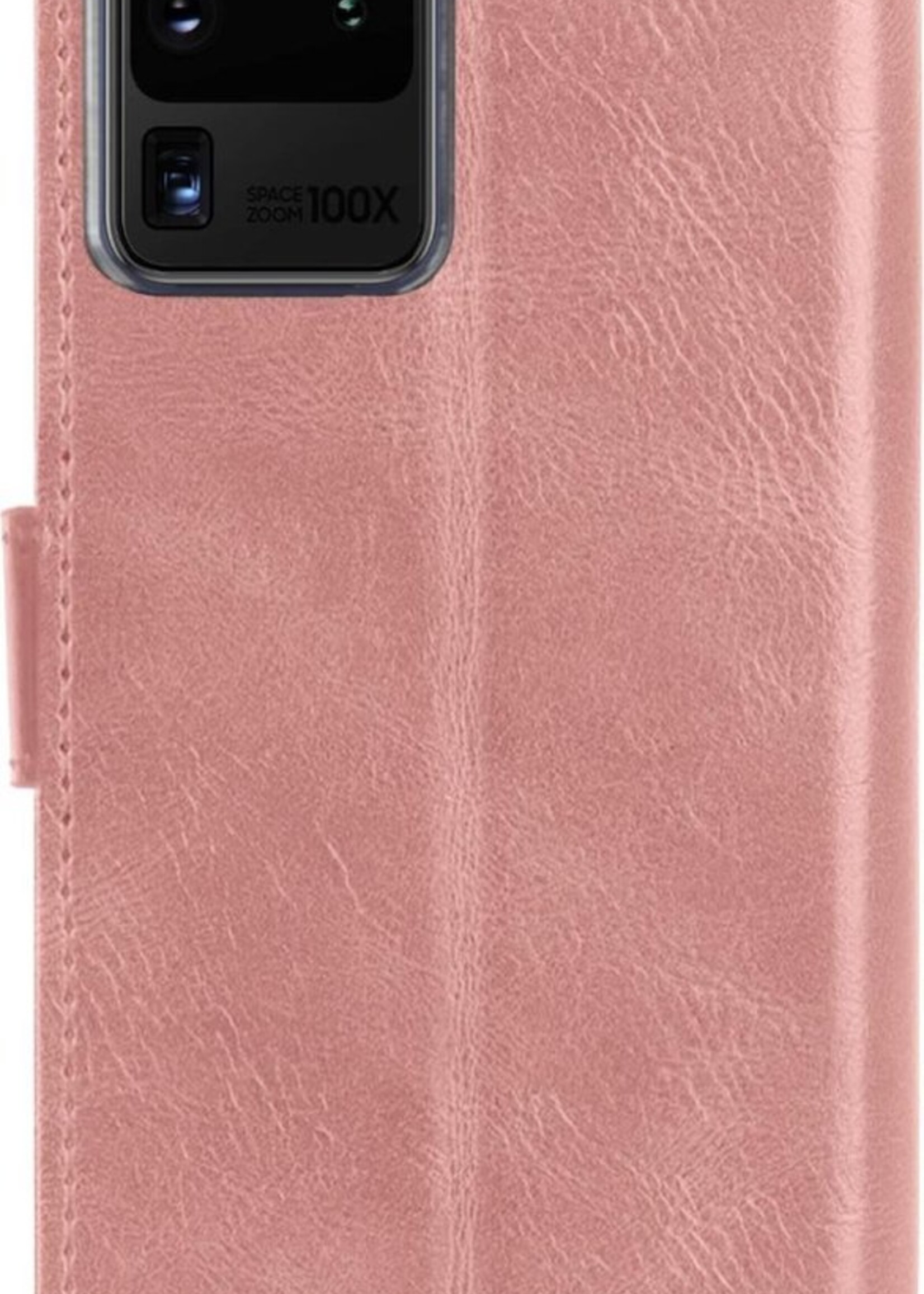 BTH Hoesje Geschikt voor Samsung S20 Ultra Hoesje Book Case Hoes Portemonnee Cover Walletcase - Hoes Geschikt voor Samsung Galaxy S20 Ultra Hoes Bookcase Hoesje - Rosé goud