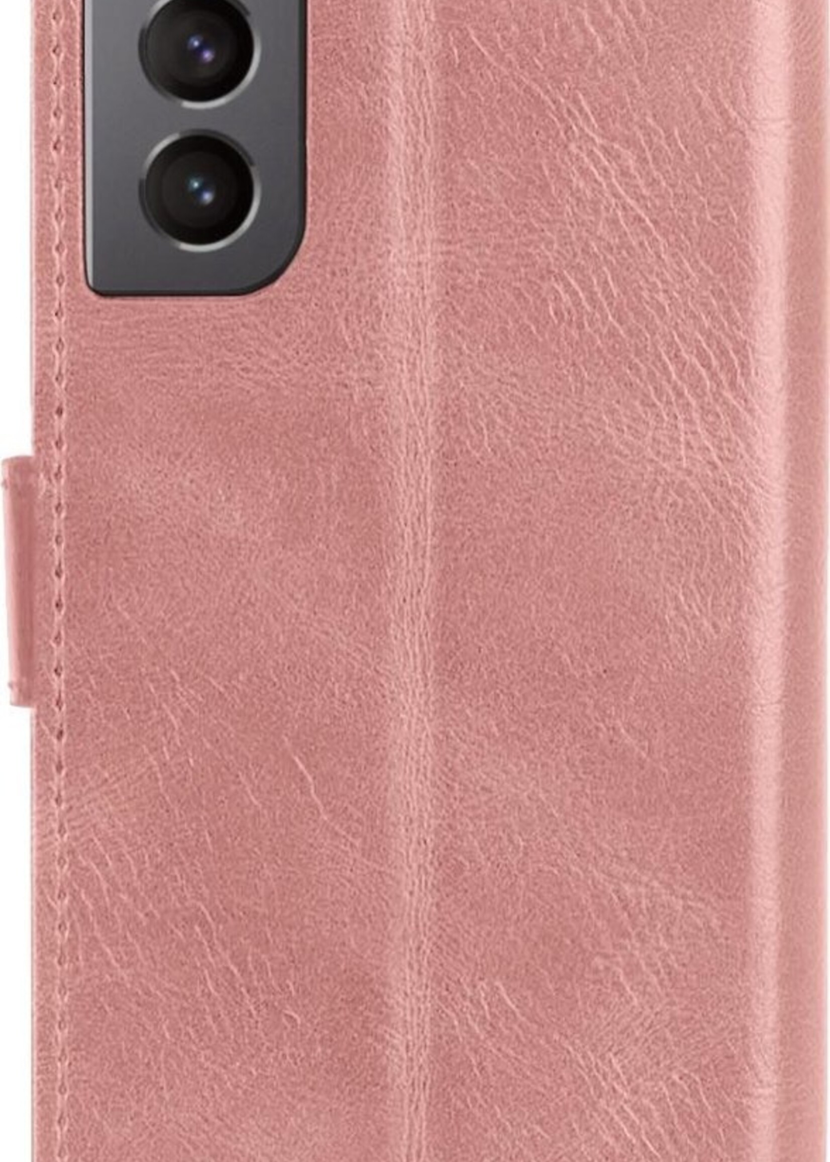 BTH Hoesje Geschikt voor Samsung S21 Hoesje Book Case Hoes Portemonnee Cover Walletcase - Hoes Geschikt voor Samsung Galaxy S21 Hoes Bookcase Hoesje - Rosé goud