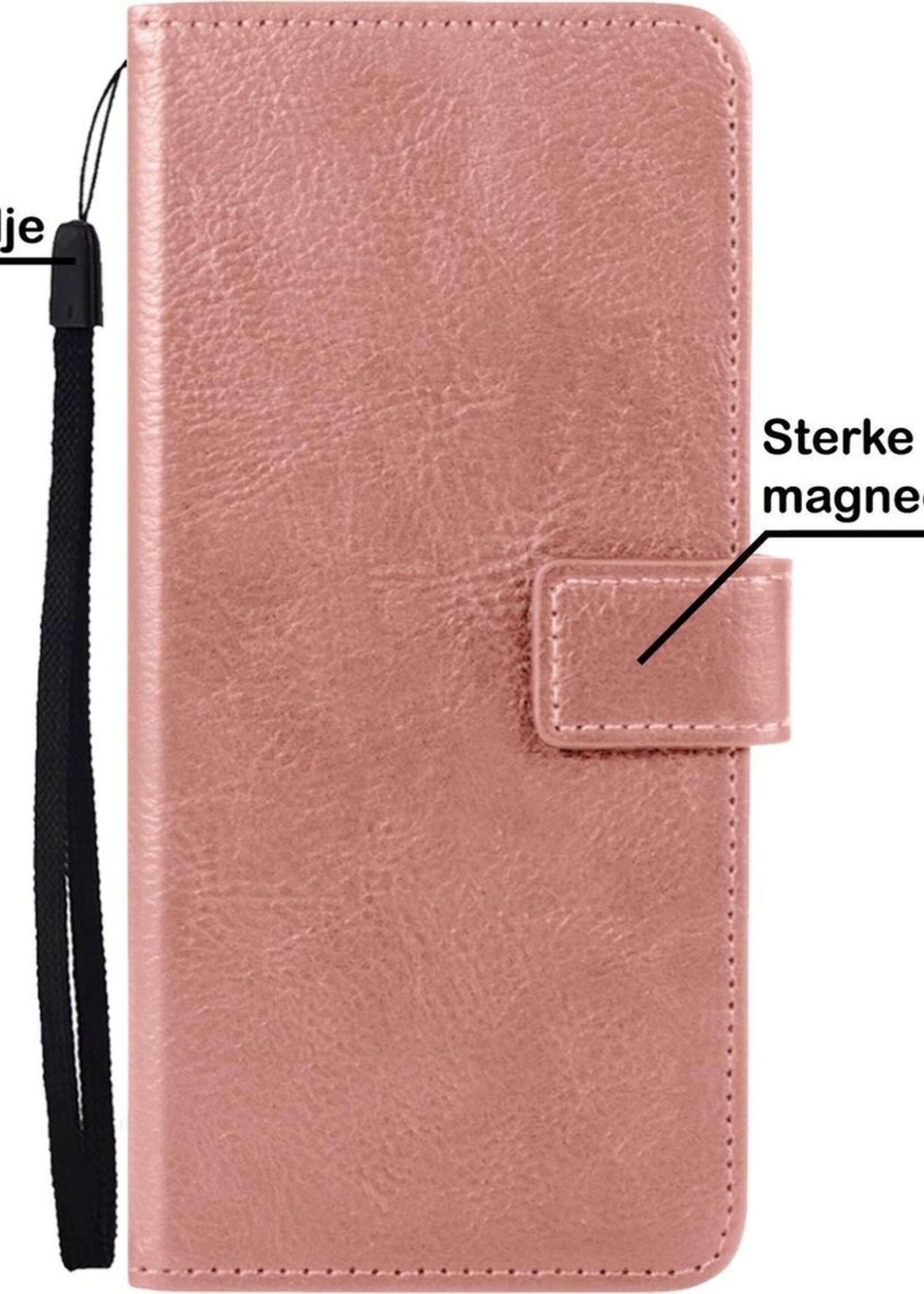 BTH Hoesje Geschikt voor Samsung S21 Plus Hoesje Book Case Hoes Portemonnee Cover Walletcase - Hoes Geschikt voor Samsung Galaxy S21 Plus Hoes Bookcase Hoesje - Rosé goud