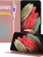 BTH BTH Samsung Galaxy S21 Ultra Hoesje Bookcase - Rose Goud