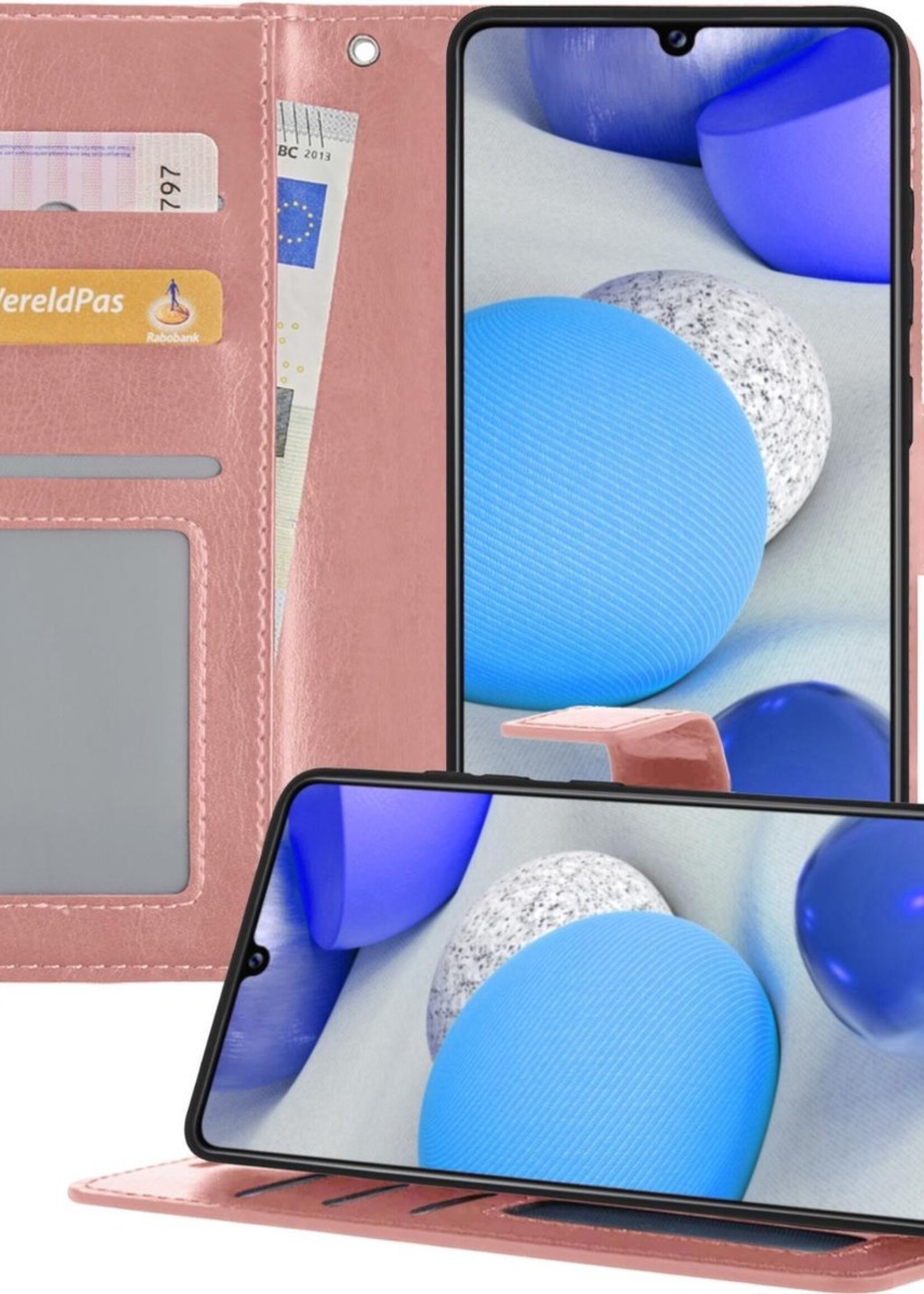BTH Hoesje Geschikt voor Samsung A42 Hoesje Book Case Hoes Portemonnee Cover Walletcase - Hoes Geschikt voor Samsung Galaxy A42 Hoes Bookcase Hoesje - Rosé goud