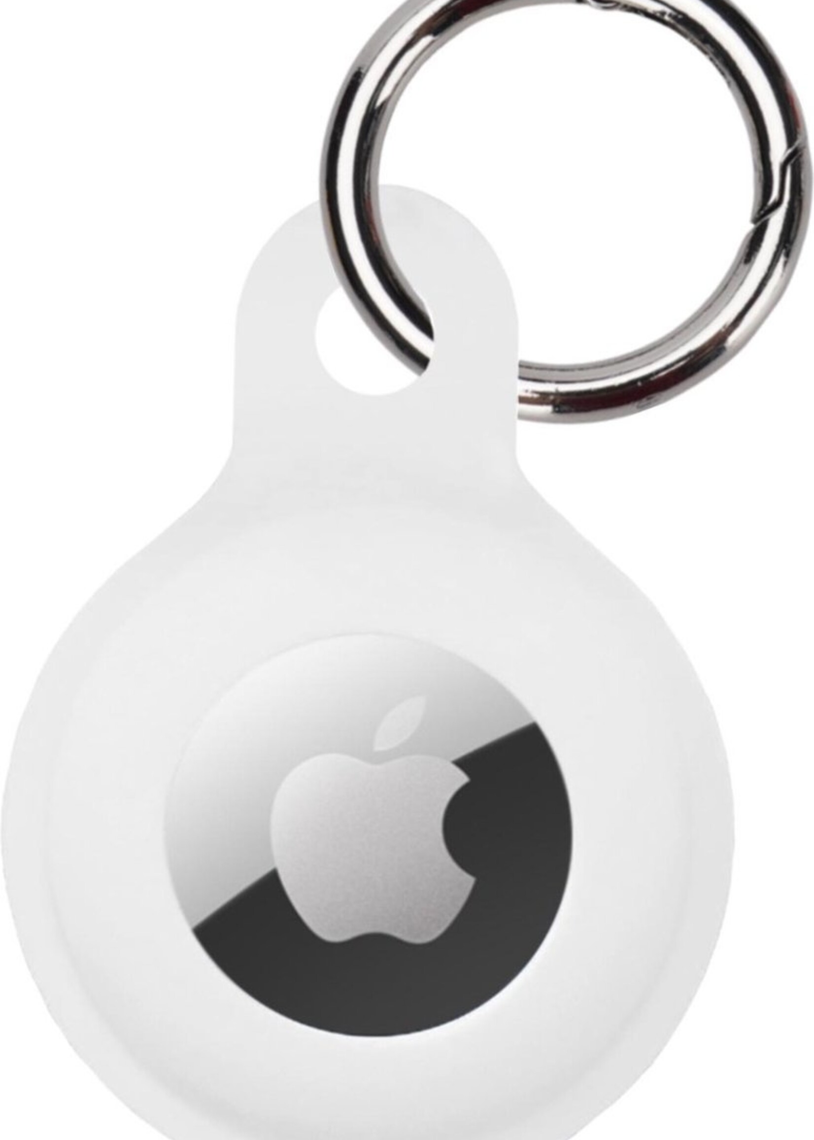 BTH Hoesje Geschikt voor Apple AirTag Sleutelhanger Hoesje Siliconen Hanger - Hoesje Geschikt voor Apple AirTag Hanger Sleutelhanger Hoesje - Wit