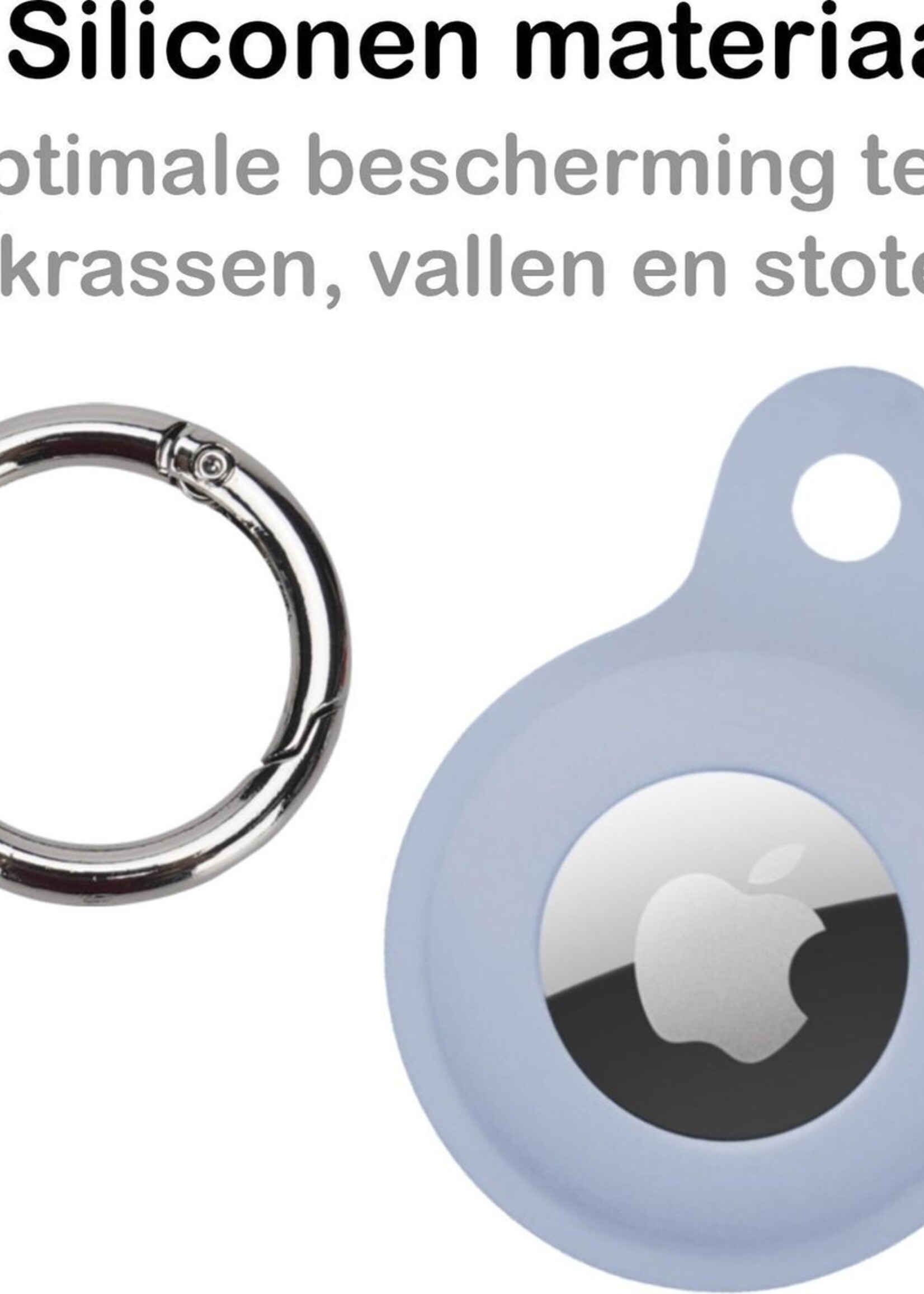 BTH Hoesje Geschikt voor Apple AirTag Sleutelhanger Hoesje Siliconen Hanger - Hoesje Geschikt voor Apple AirTag Hanger Sleutelhanger Hoesje - Blauw