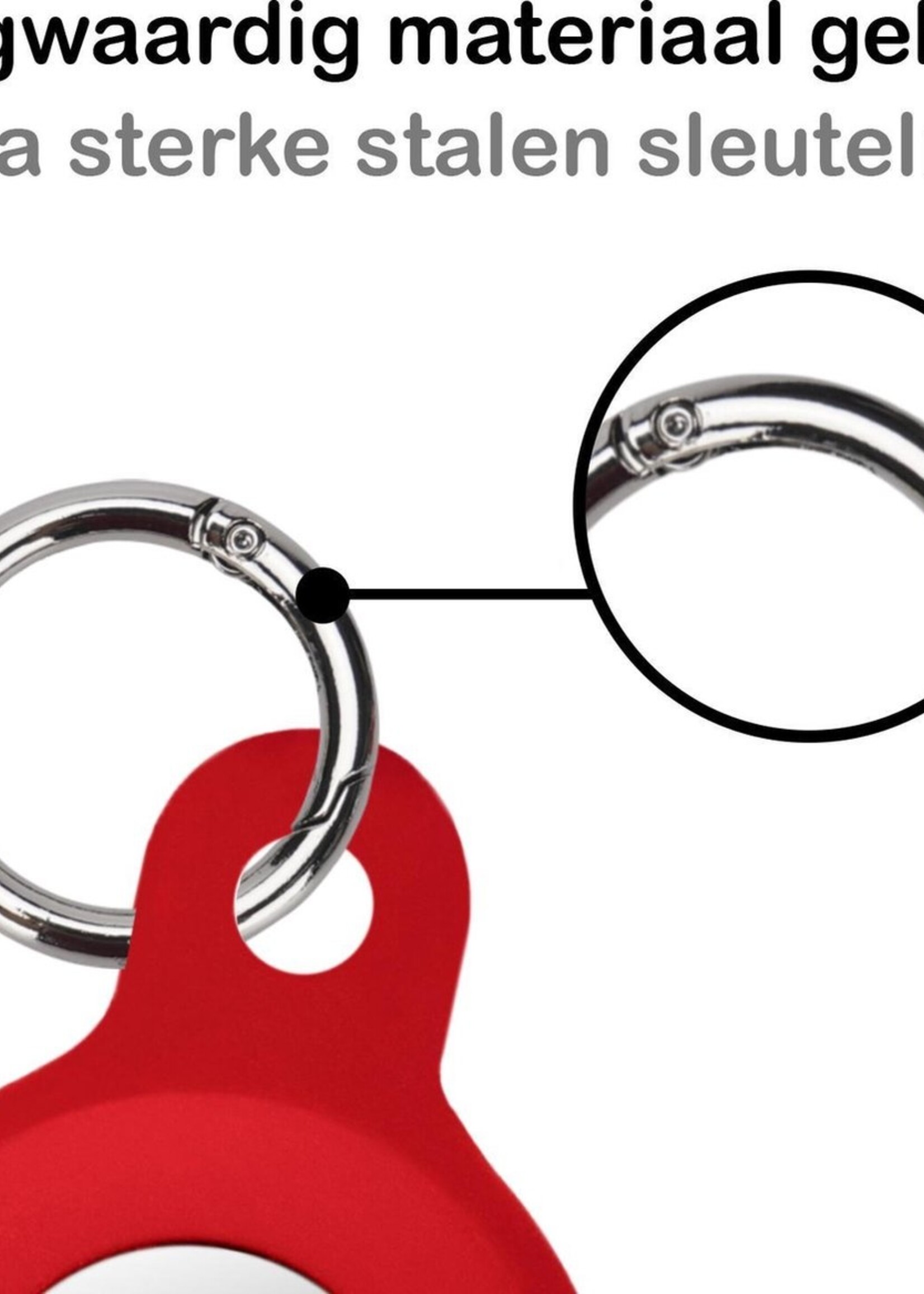 BTH Hoesje Geschikt voor Apple AirTag Sleutelhanger Hoesje Siliconen Hanger - Hoesje Geschikt voor Apple AirTag Hanger Sleutelhanger Hoesje - Rood