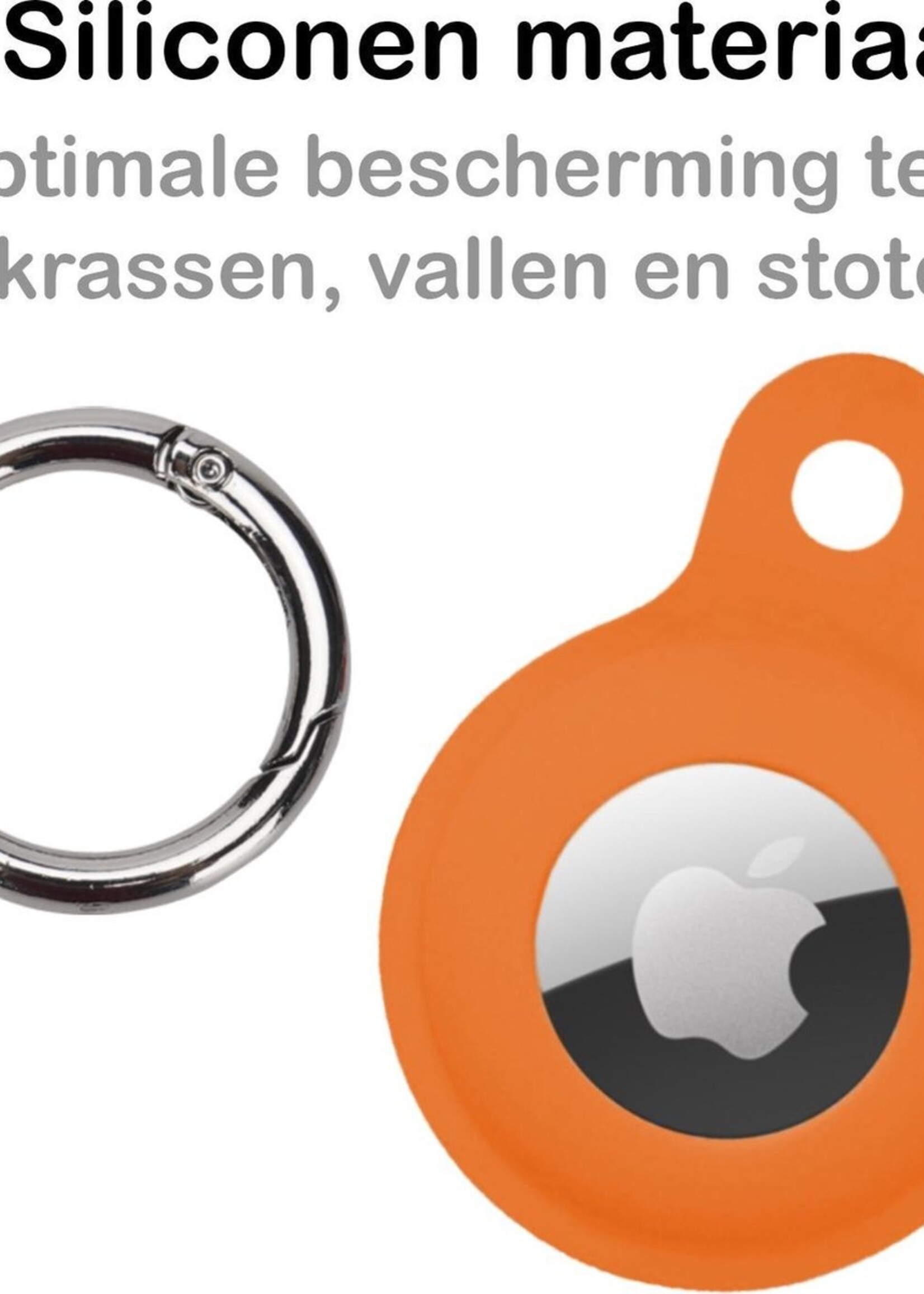 BTH Hoesje Geschikt voor Apple AirTag Sleutelhanger Hoesje Siliconen Hanger - Hoesje Geschikt voor Apple AirTag Hanger Sleutelhanger Hoesje - Oranje