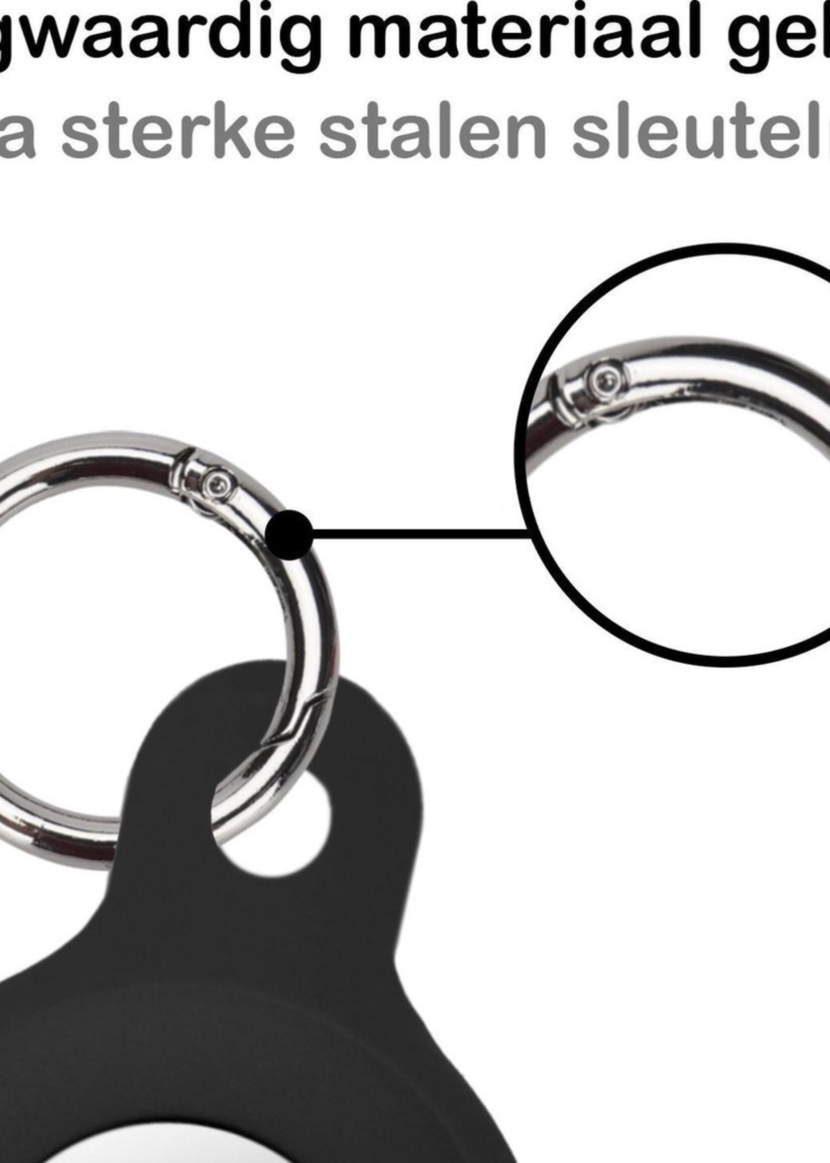 BTH Hoesje Geschikt voor Apple AirTag Sleutelhanger Hoesje Siliconen Hanger - Hoesje Geschikt voor Apple AirTag Hanger Sleutelhanger Hoesje - Zwart - 2 PACK