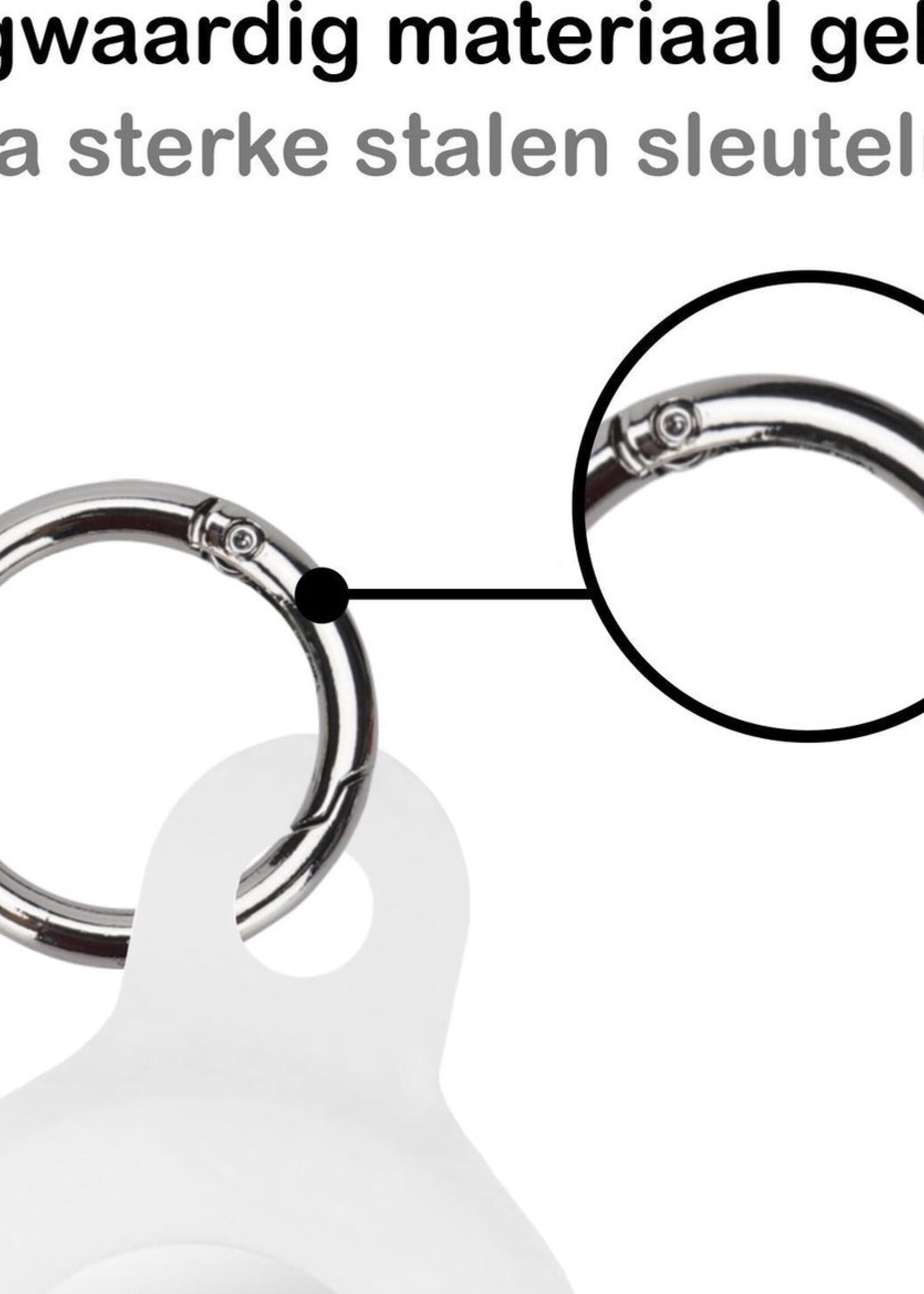 BTH Hoesje Geschikt voor Apple AirTag Sleutelhanger Hoesje Siliconen Hanger - Hoesje Geschikt voor Apple AirTag Hanger Sleutelhanger Hoesje - Wit - 2 PACK