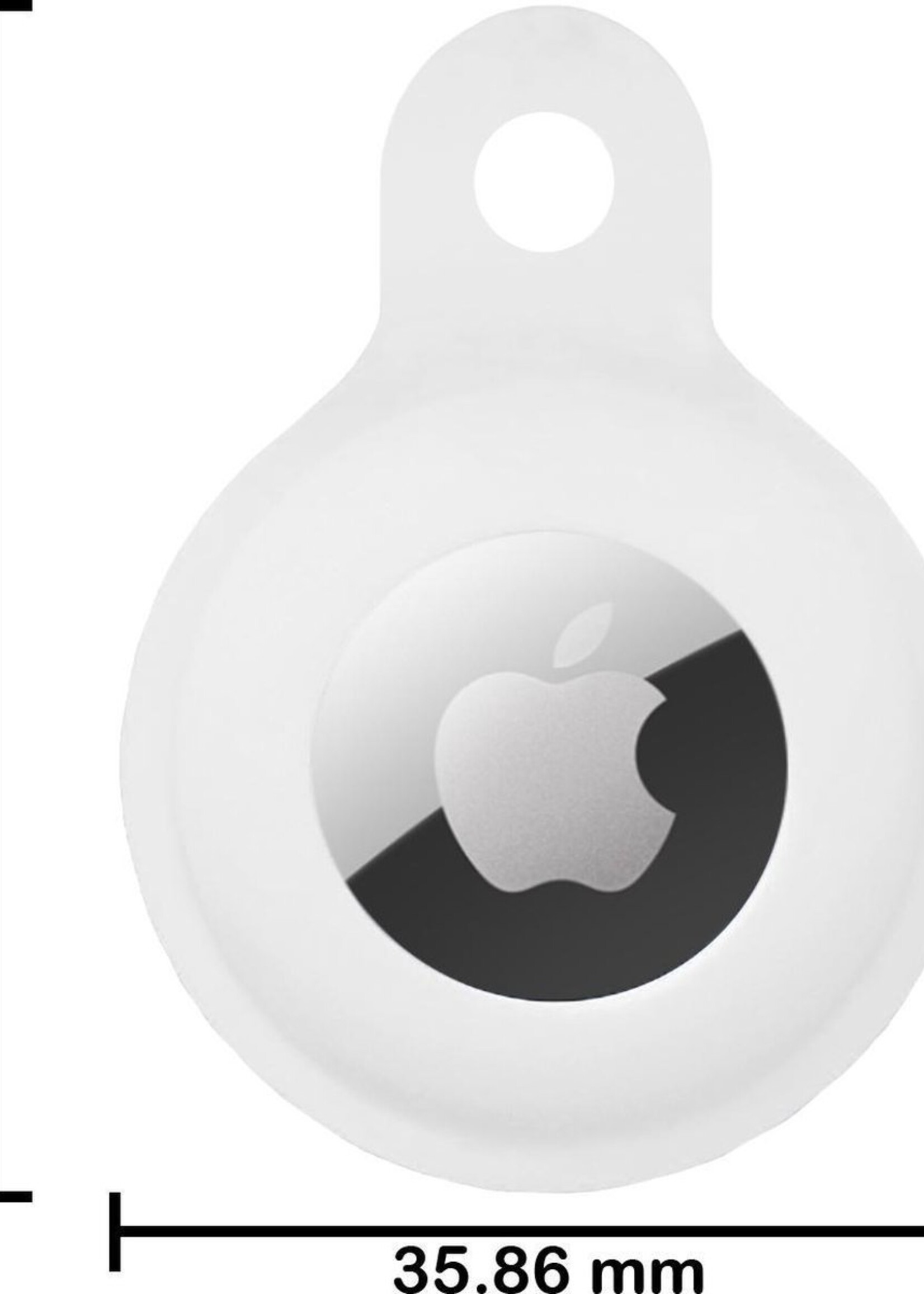 BTH Hoesje Geschikt voor Apple AirTag Sleutelhanger Hoesje Siliconen Hanger - Hoesje Geschikt voor Apple AirTag Hanger Sleutelhanger Hoesje - Wit - 2 PACK