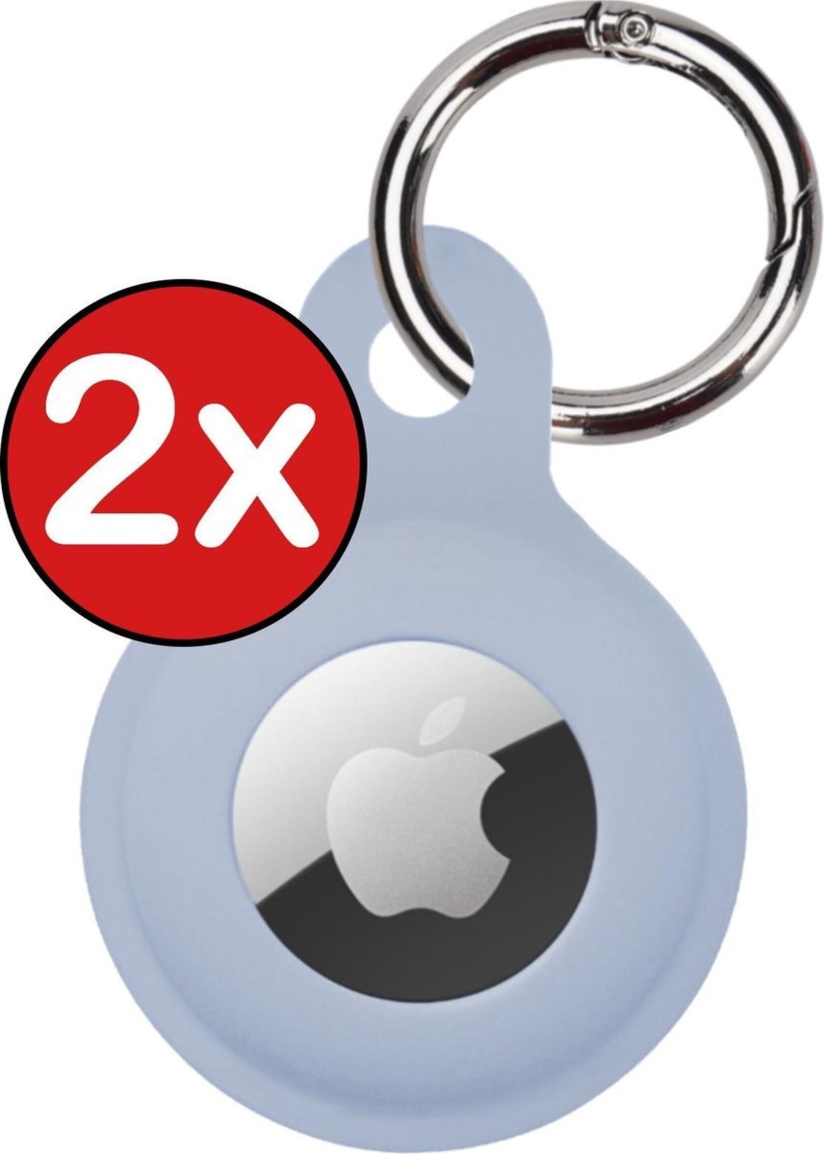BTH Hoesje Geschikt voor Apple AirTag Sleutelhanger Hoesje Siliconen Hanger - Hoesje Geschikt voor Apple AirTag Hanger Sleutelhanger Hoesje - Grijsblauw - 2 PACK