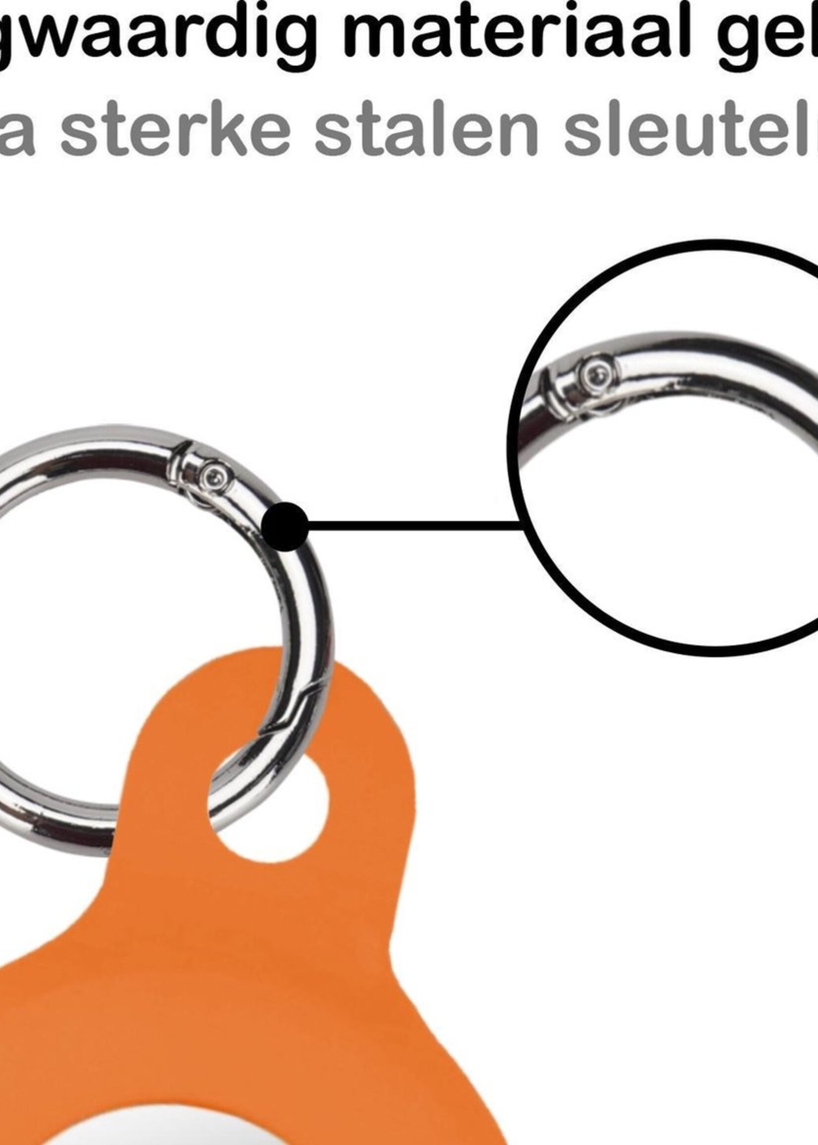 BTH Hoesje Geschikt voor Apple AirTag Sleutelhanger Hoesje Siliconen Hanger - Hoesje Geschikt voor Apple AirTag Hanger Sleutelhanger Hoesje - Oranje - 2 PACK
