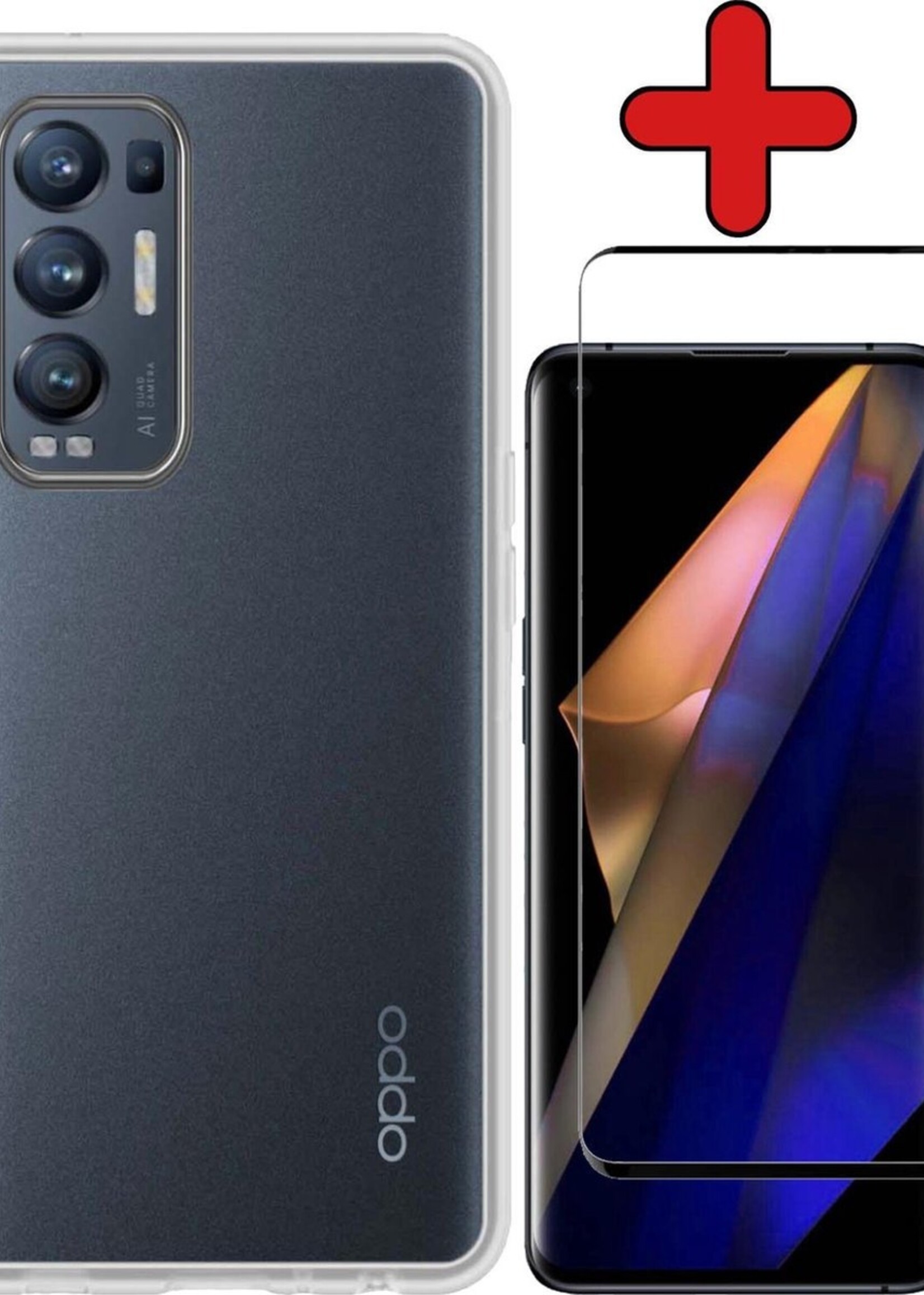 BTH Hoesje Geschikt voor OPPO Find X3 Neo 5G Hoesje Siliconen Case Hoes Met Screenprotector - Hoes Geschikt voor OPPO X3 Neo 5G Hoes Cover Case - Transparant
