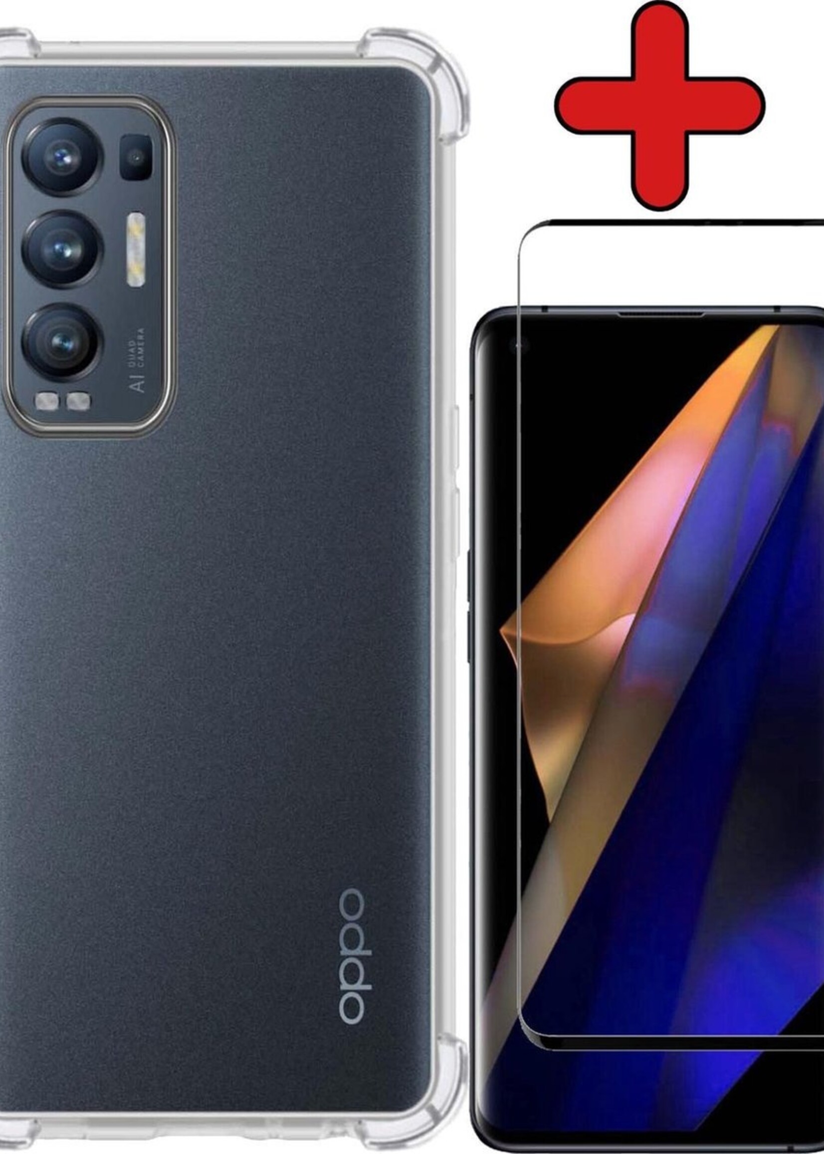 BTH Hoesje Geschikt voor OPPO Find X3 Neo 5G Hoesje Siliconen Shock Proof Case Hoes Met Screenprotector - Hoes Geschikt voor OPPO X3 Neo 5G Hoes Cover Case Shockproof - Transparant