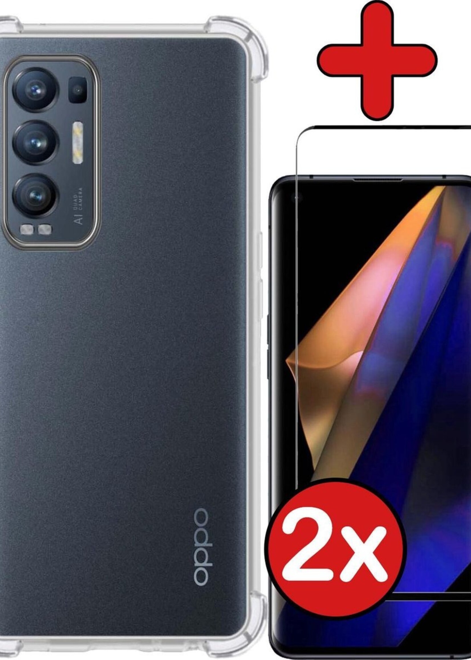 BTH Hoesje Geschikt voor OPPO Find X3 Neo 5G Hoesje Siliconen Shock Proof Case Hoes Met 2x Screenprotector - Hoes Geschikt voor OPPO X3 Neo 5G Hoes Cover Case Shockproof - Transparant