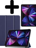 BTH BTH iPad Pro 11 inch (2021) Hoesje Met Screenprotector - Donkerblauw