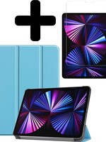 BTH BTH iPad Pro 11 inch (2021) Hoesje Met Screenprotector - Lichtblauw