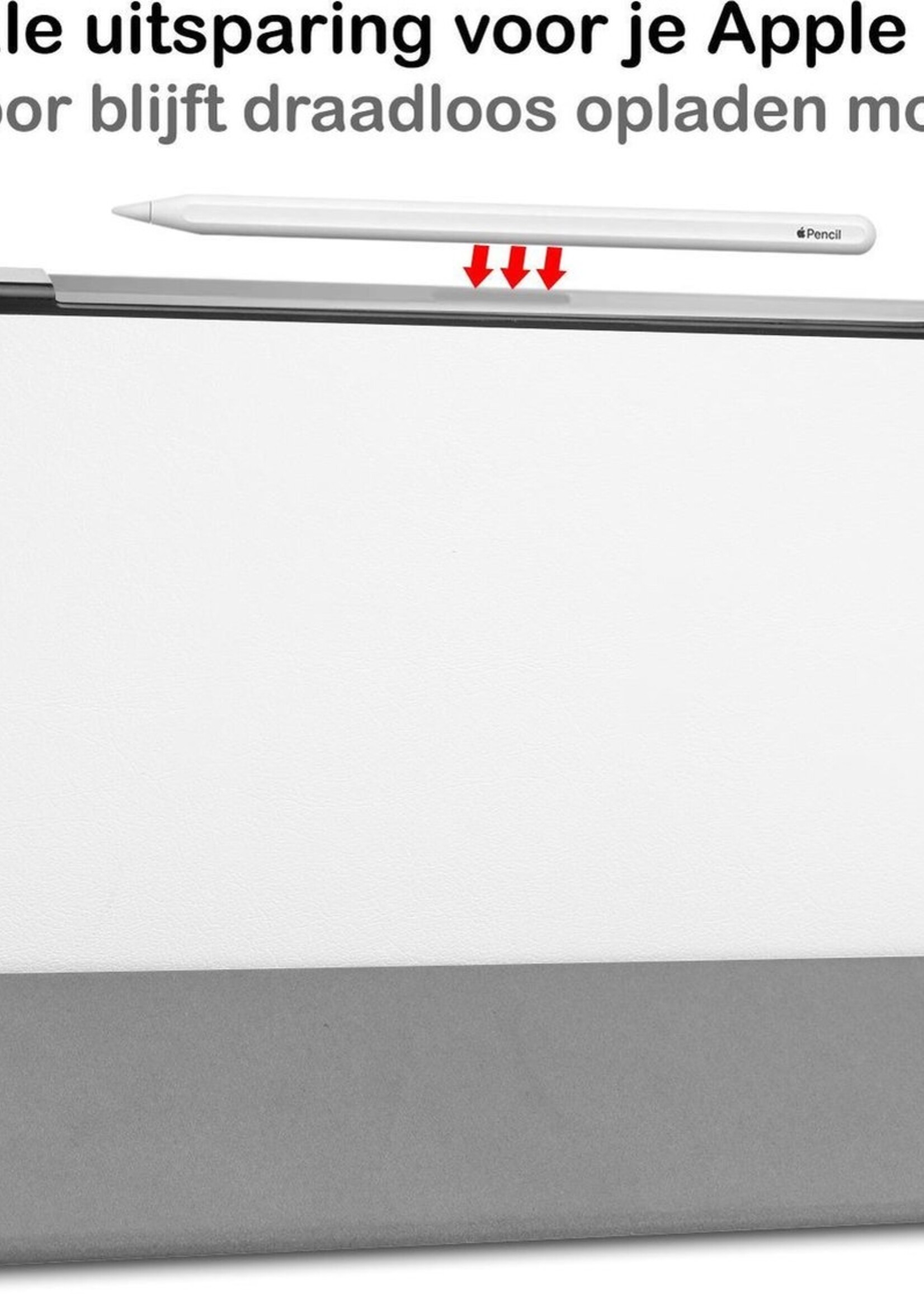 BTH Hoes Geschikt voor iPad Pro 2021 (11 inch) Hoes Book Case Hoesje Trifold Cover Met Screenprotector - Hoesje Geschikt voor iPad Pro 11 inch (2021) Hoesje Bookcase - Wit