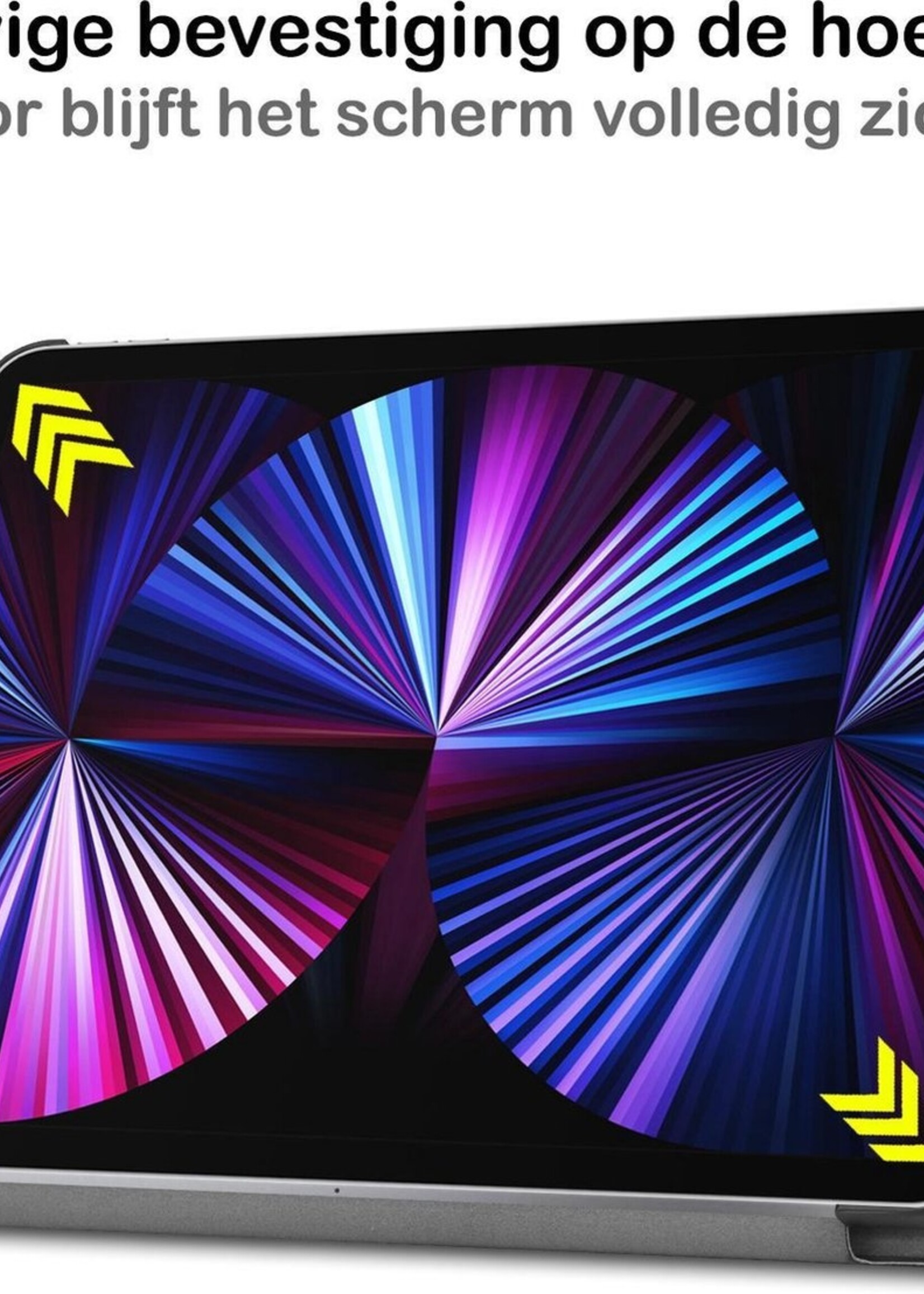 BTH Hoes Geschikt voor iPad Pro 2021 (11 inch) Hoes Book Case Hoesje Trifold Cover Met Screenprotector - Hoesje Geschikt voor iPad Pro 11 inch (2021) Hoesje Bookcase - Grijs