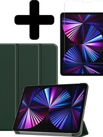BTH BTH iPad Pro 11 inch (2021) Hoesje Met Screenprotector - Donkergroen