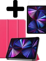 BTH BTH iPad Pro 11 inch (2021) Hoesje Met Screenprotector - Donkerroze