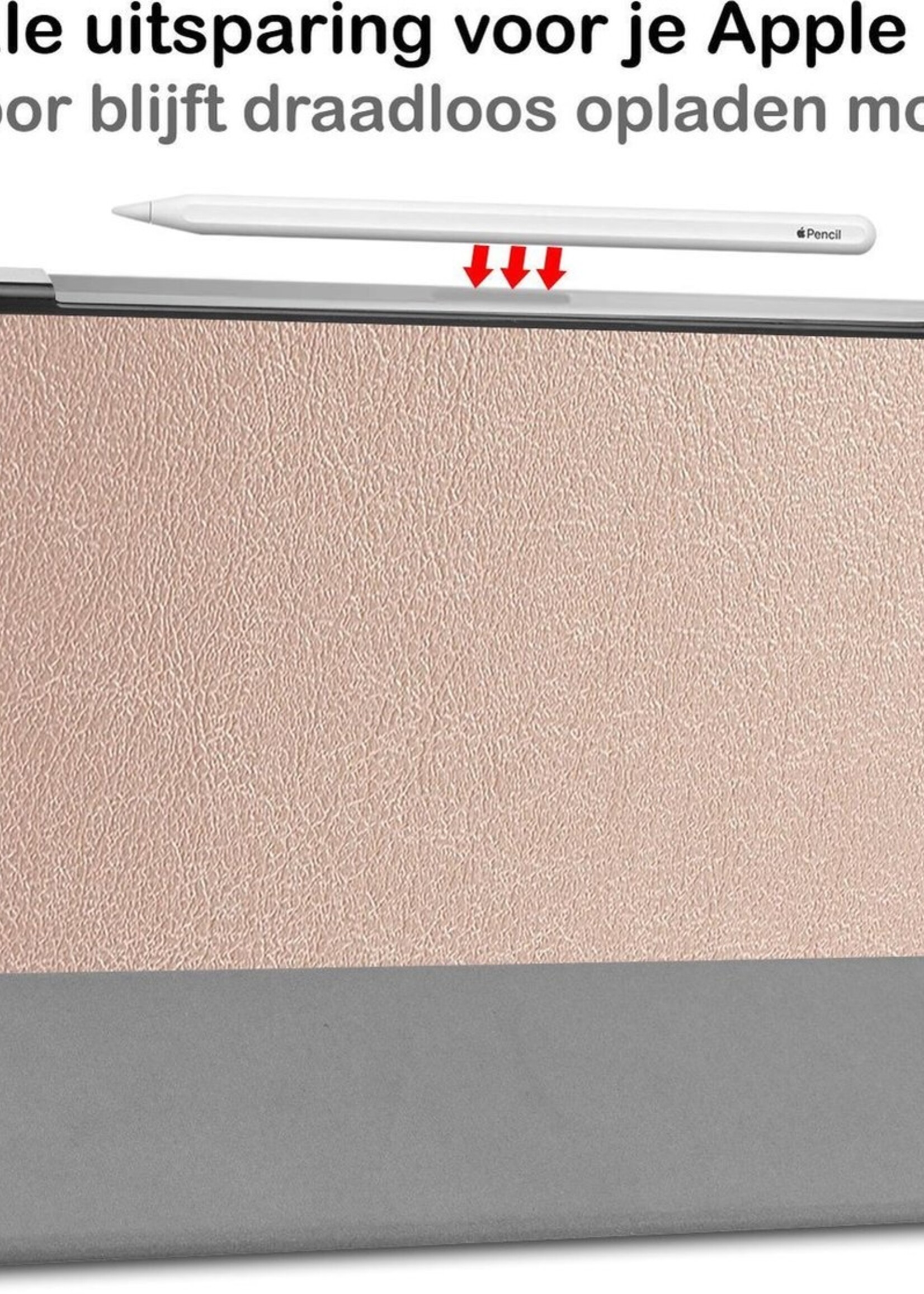 BTH Hoes Geschikt voor iPad Pro 2021 (11 inch) Hoes Book Case Hoesje Trifold Cover Met Screenprotector - Hoesje Geschikt voor iPad Pro 11 inch (2021) Hoesje Bookcase - Goud