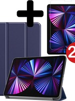 BTH BTH iPad Pro 11 inch (2021) Hoesje Met 2x Screenprotector - Donkerblauw