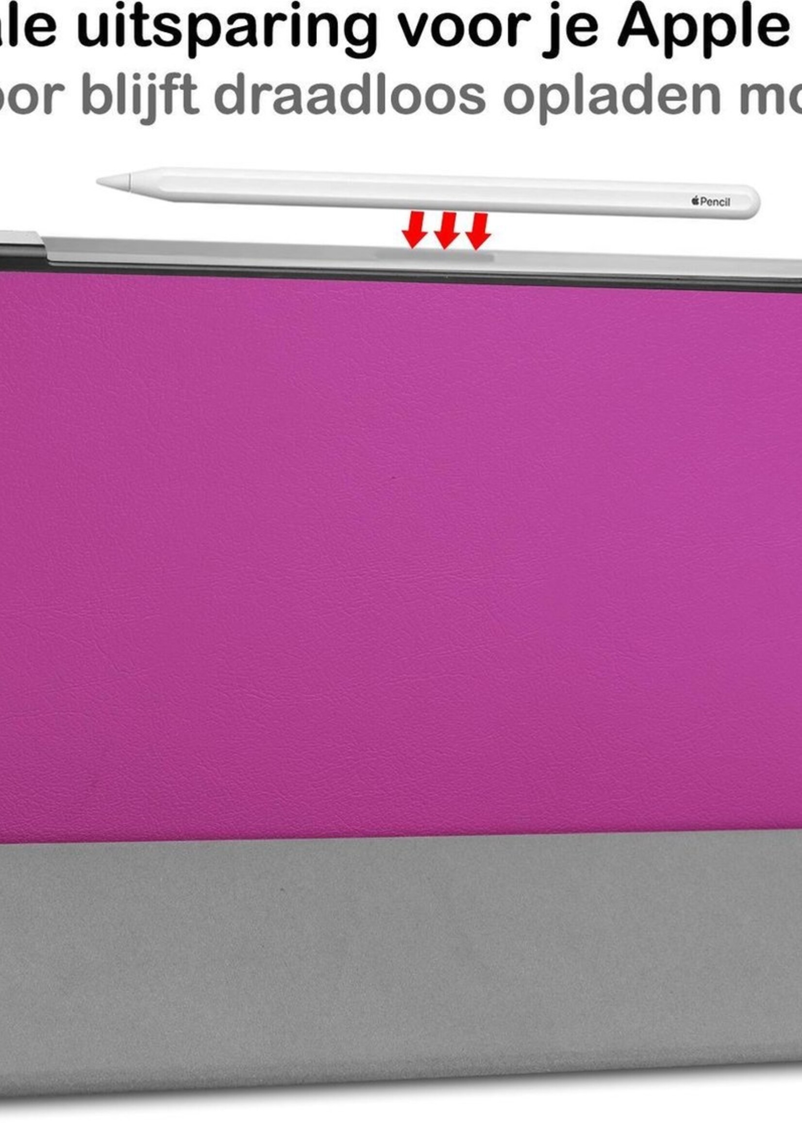 BTH Hoes Geschikt voor iPad Pro 2021 (11 inch) Hoes Book Case Hoesje Trifold Cover Met Screenprotector - Hoesje Geschikt voor iPad Pro 11 inch (2021) Hoesje Bookcase - Paars