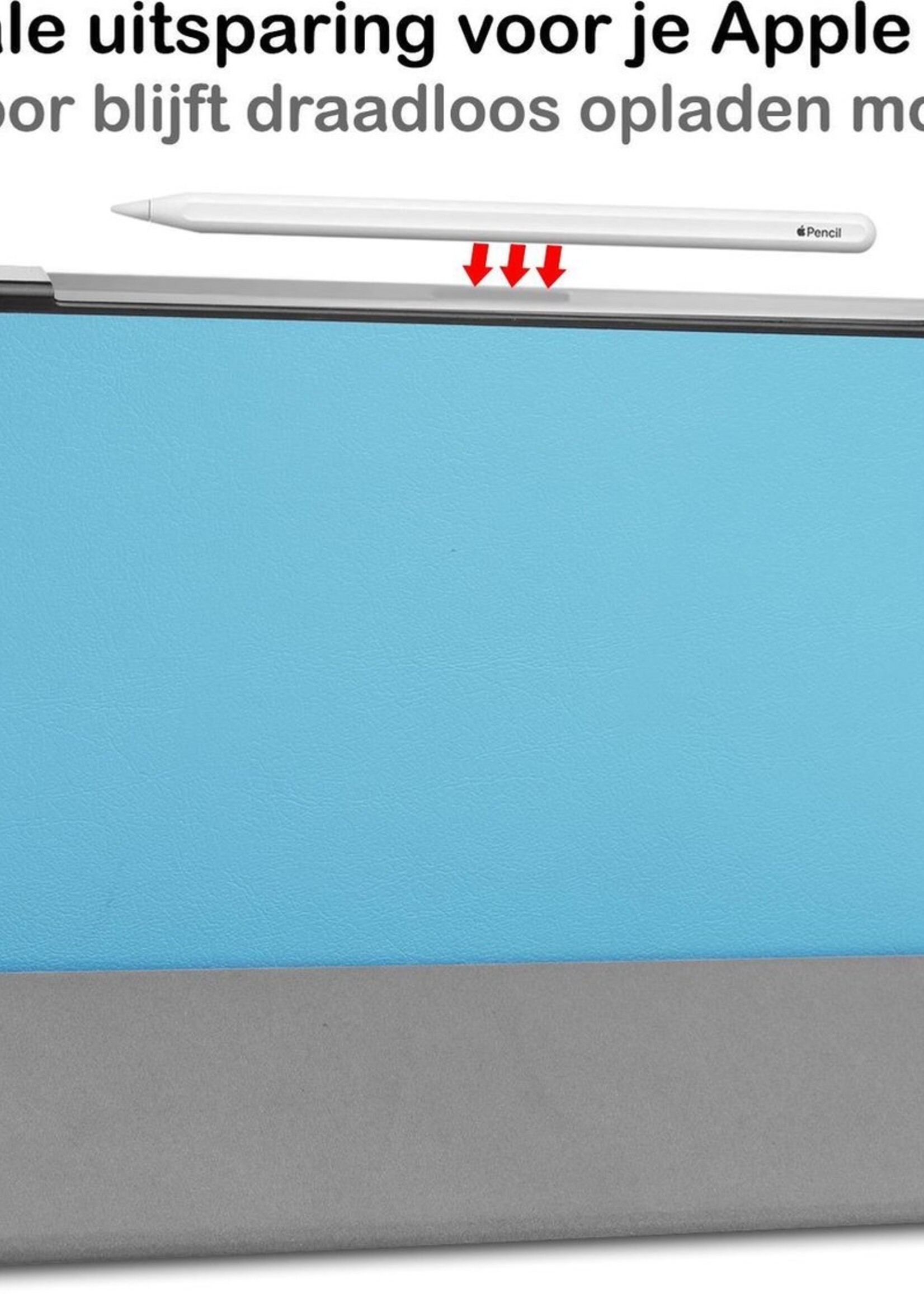 BTH Hoes Geschikt voor iPad Pro 2021 (11 inch) Hoes Book Case Hoesje Trifold Cover Met Screenprotector - Hoesje Geschikt voor iPad Pro 11 inch (2021) Hoesje Bookcase - Lichtblauw