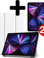 BTH BTH iPad Pro 11 inch (2021) Hoesje Met 2x Screenprotector - Wit