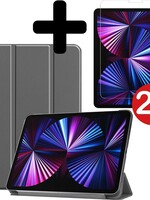 BTH BTH iPad Pro 11 inch (2021) Hoesje Met 2x Screenprotector - Grijs