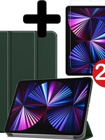 BTH BTH iPad Pro 11 inch (2021) Hoesje Met 2x Screenprotector - Donkergroen
