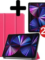 BTH BTH iPad Pro 11 inch (2021) Hoesje Met 2x Screenprotector - Donkerroze