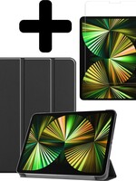 BTH BTH iPad Pro 12.9 inch (2021) Hoesje Met Screenprotector - Zwart