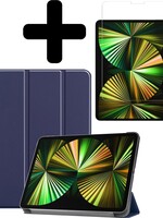 BTH BTH iPad Pro 12.9 inch (2021) Hoesje Met Screenprotector - Donkerblauw