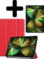 BTH BTH iPad Pro 12.9 inch (2021) Hoesje Met Screenprotector - Rood