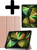 BTH BTH iPad Pro 12.9 inch (2021) Hoesje Met Screenprotector - Rose Goud