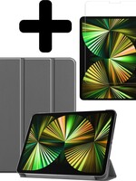 BTH BTH iPad Pro 12.9 inch (2021) Hoesje Met Screenprotector - Grijs
