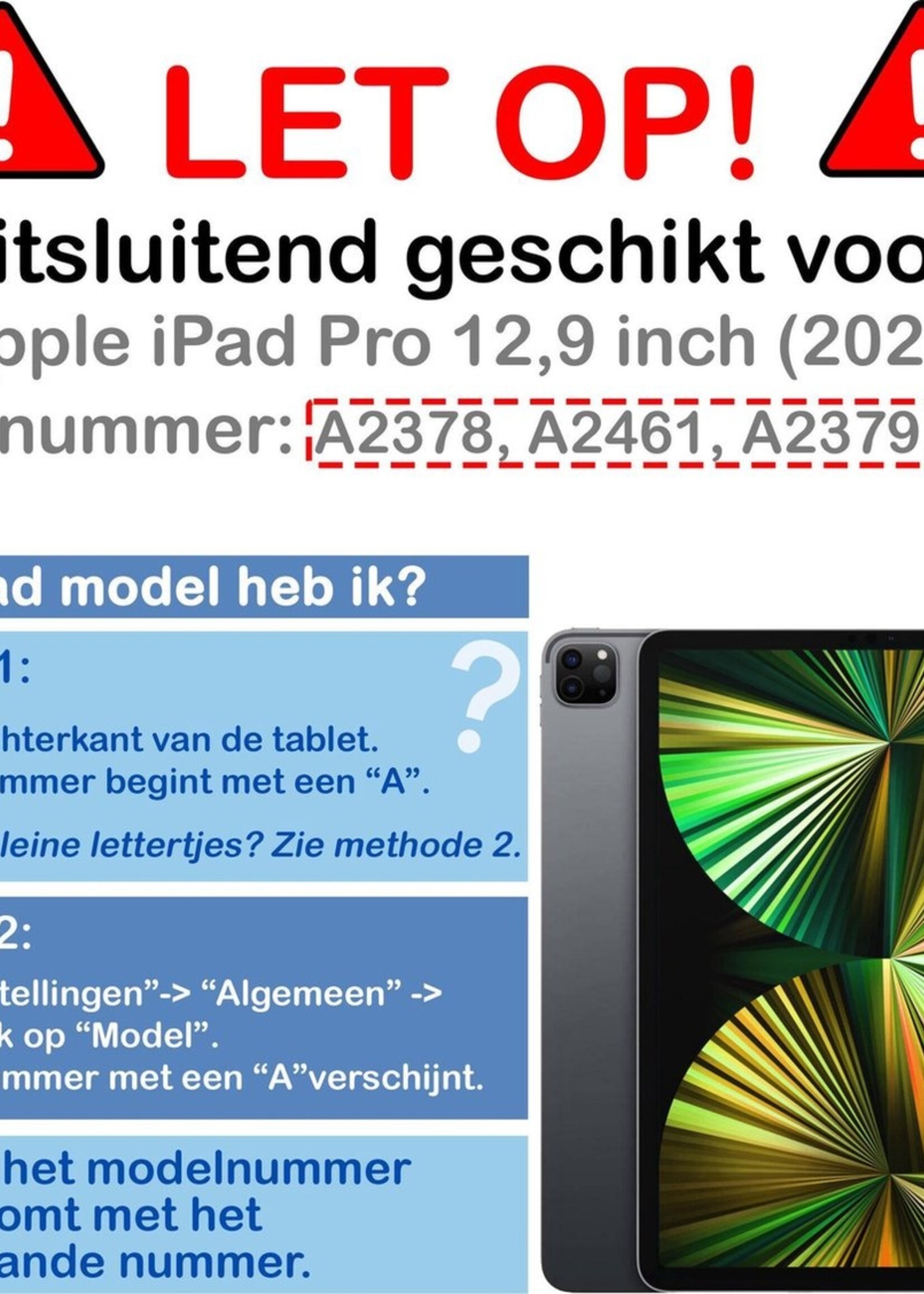 BTH Hoes Geschikt voor iPad Pro 2021 (12,9 inch) Hoes Book Case Hoesje Trifold Cover Met Screenprotector - Hoesje Geschikt voor iPad Pro 12,9 inch (2021) Hoesje Bookcase - Zwart