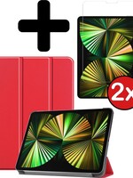 BTH BTH iPad Pro 12.9 inch (2021) Hoesje Met 2x Screenprotector - Rood
