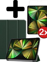 BTH BTH iPad Pro 12.9 inch (2021) Hoesje Met 2x Screenprotector - Donkergroen