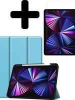 BTH BTH iPad Pro 11 inch (2021) Hoesje Met Apple Pencilhouder Met Screenprotector - Lichtblauw