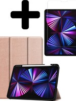 BTH BTH iPad Pro 11 inch (2021) Hoesje Met Apple Pencilhouder Met Screenprotector - Rose Goud
